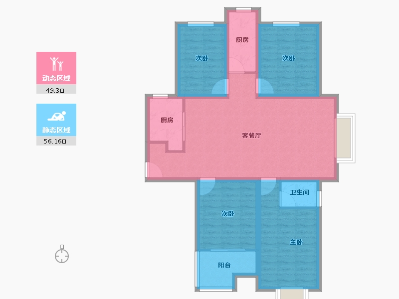 河南省-郑州市-绿洲云顶-93.95-户型库-动静分区