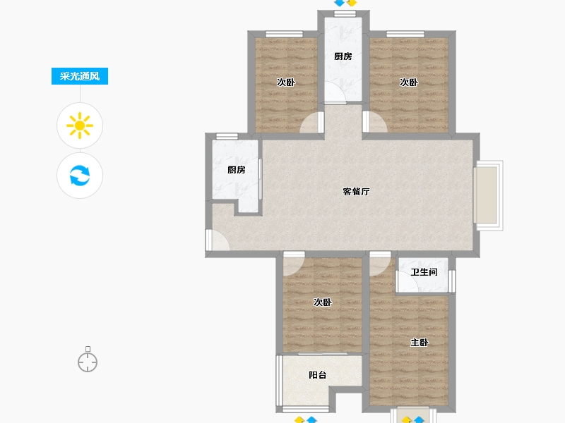 河南省-郑州市-绿洲云顶-93.95-户型库-采光通风