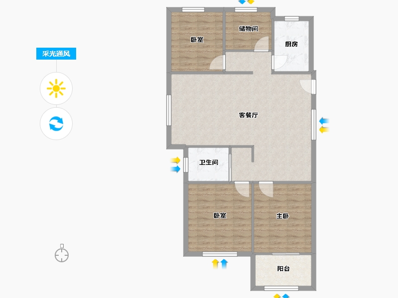 安徽省-芜湖市-万春花园-95.59-户型库-采光通风