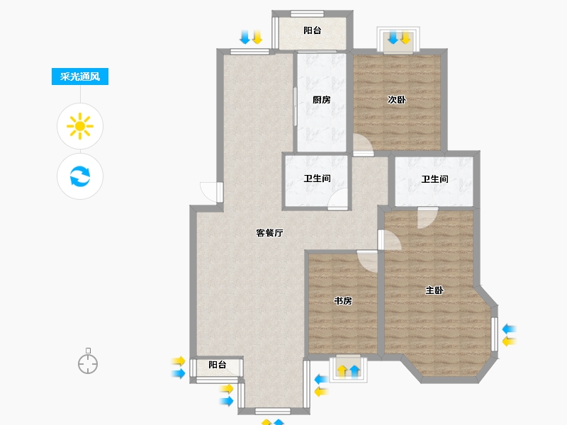 天津-天津市-第六大道大洋嘉园-118.56-户型库-采光通风