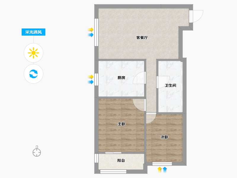 河北省-唐山市-和顺园-51.67-户型库-采光通风