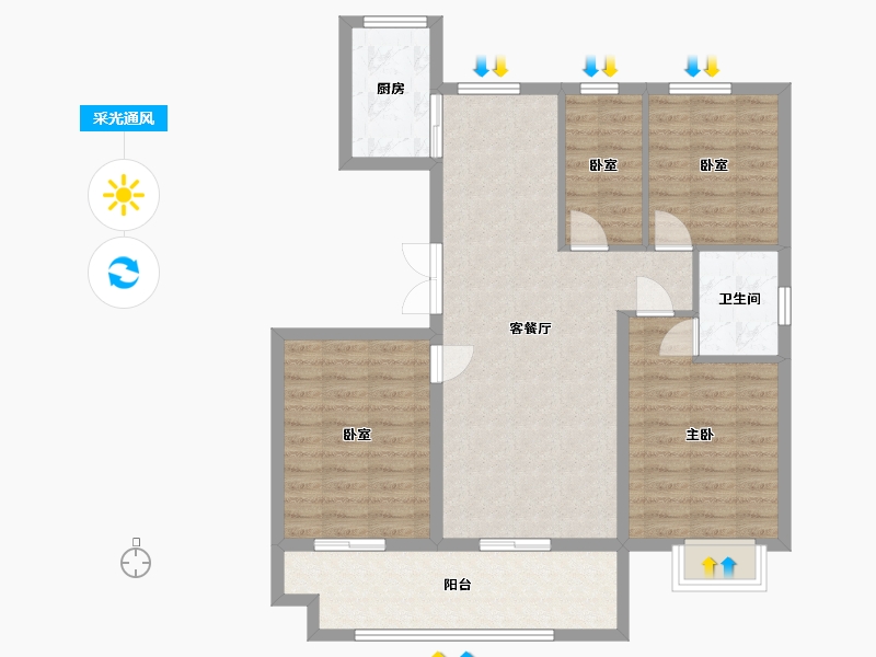 山东省-菏泽市-未来里-102.07-户型库-采光通风