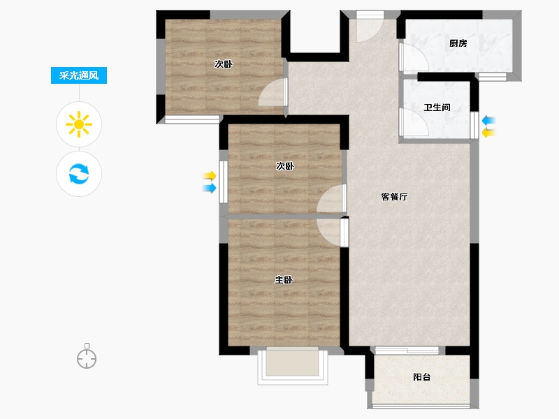 湖北省-武汉市-天汇龙城-69.05-户型库-采光通风