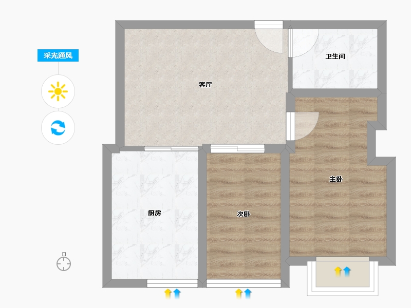 山东省-青岛市-绿岛花园-46.42-户型库-采光通风