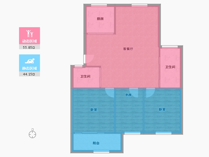 浙江省-宁波市-梅江北苑-92.48-户型库-动静分区