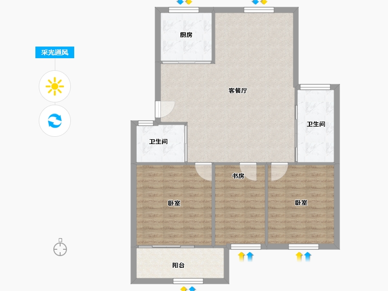 浙江省-宁波市-梅江北苑-92.48-户型库-采光通风