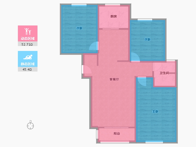 河南省-郑州市-远大理想城-87.53-户型库-动静分区