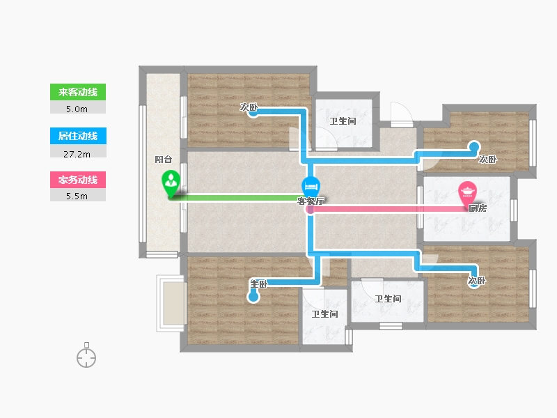 浙江省-宁波市-滨江新希望滨辰府-97.60-户型库-动静线