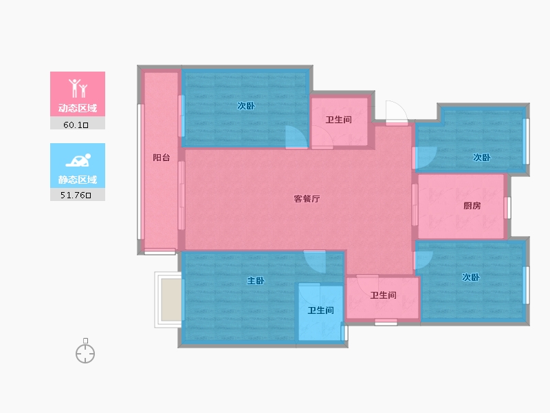 浙江省-宁波市-滨江新希望滨辰府-97.60-户型库-动静分区