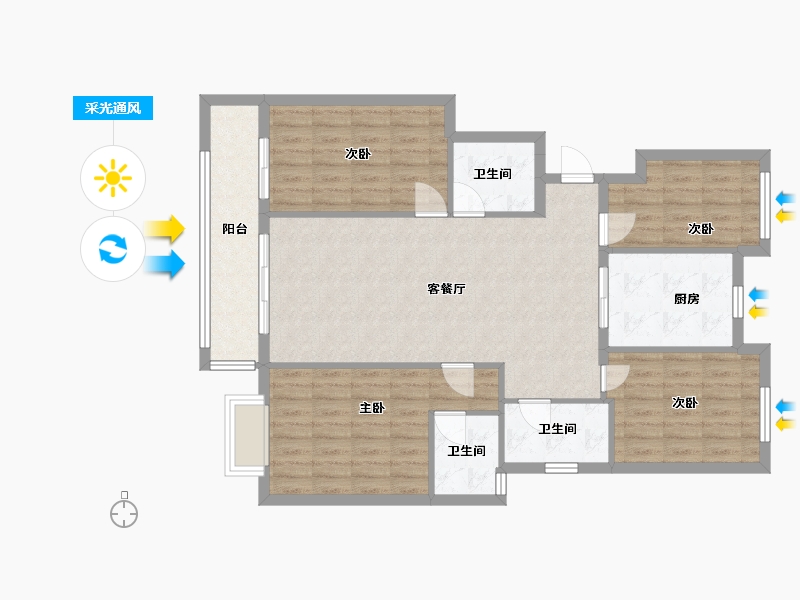 浙江省-宁波市-滨江新希望滨辰府-97.60-户型库-采光通风