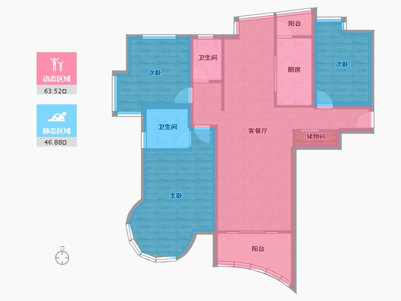 天津-天津市-金领花园-98.57-户型库-动静分区