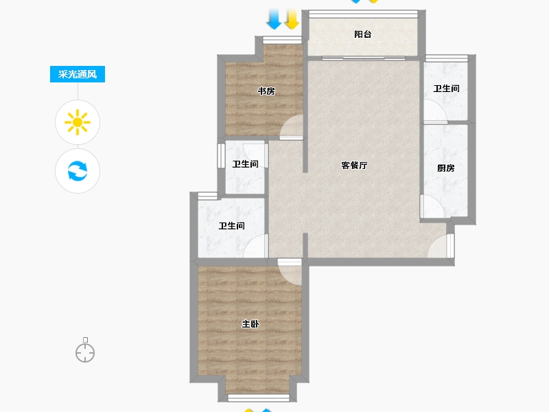 四川省-成都市-温哥华南苑-69.76-户型库-采光通风