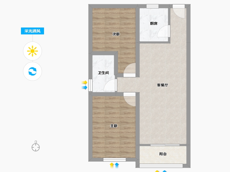 天津-天津市-宁月花园-56.79-户型库-采光通风