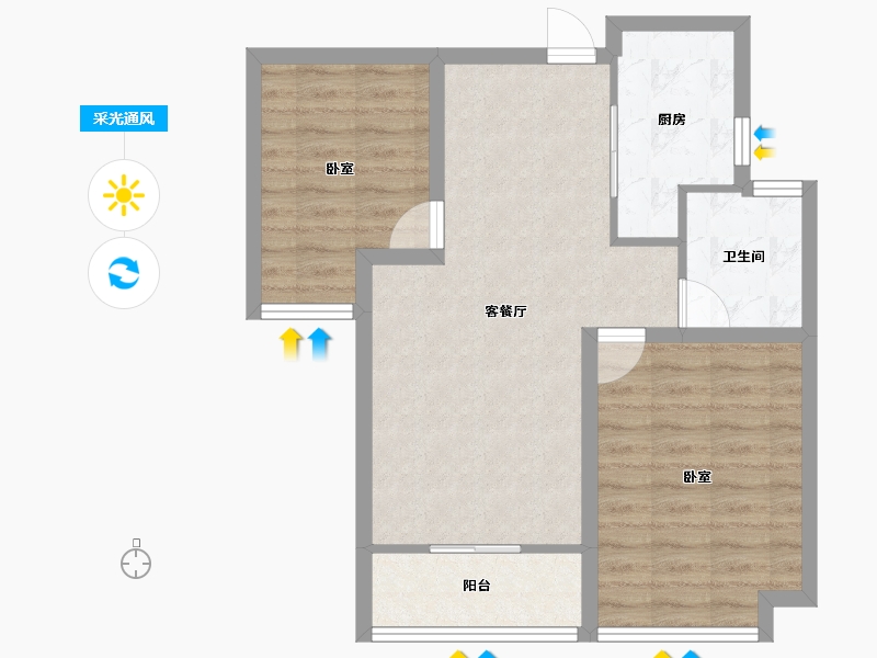 江苏省-常州市-弘阳上城-67.01-户型库-采光通风