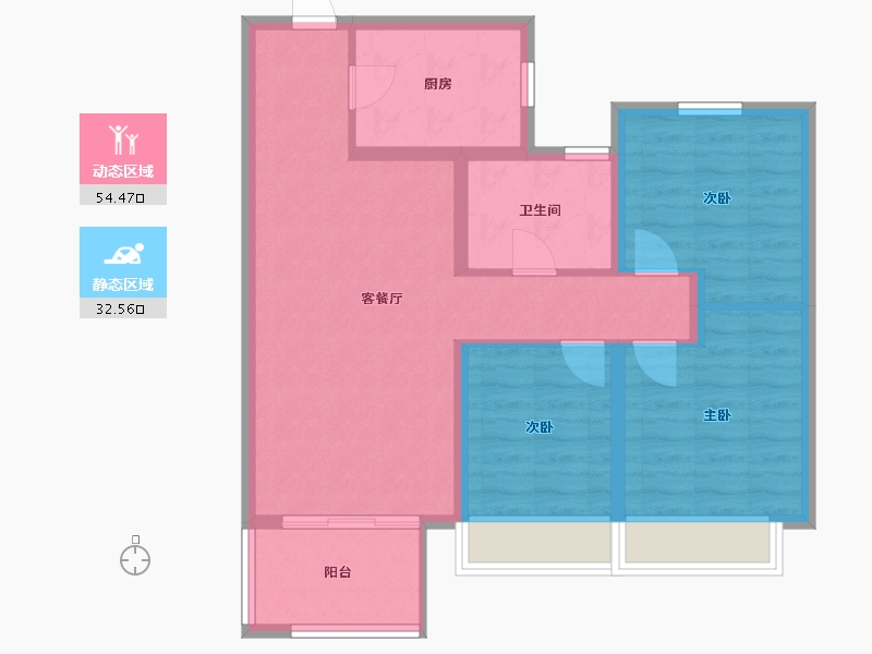 河南省-郑州市-天伦城-77.60-户型库-动静分区