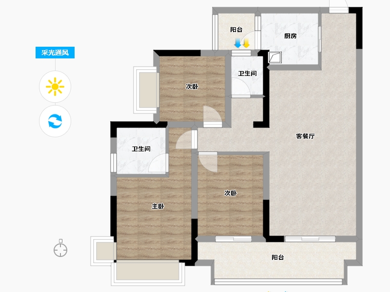 重庆-重庆市-华润公园九里-94.00-户型库-采光通风