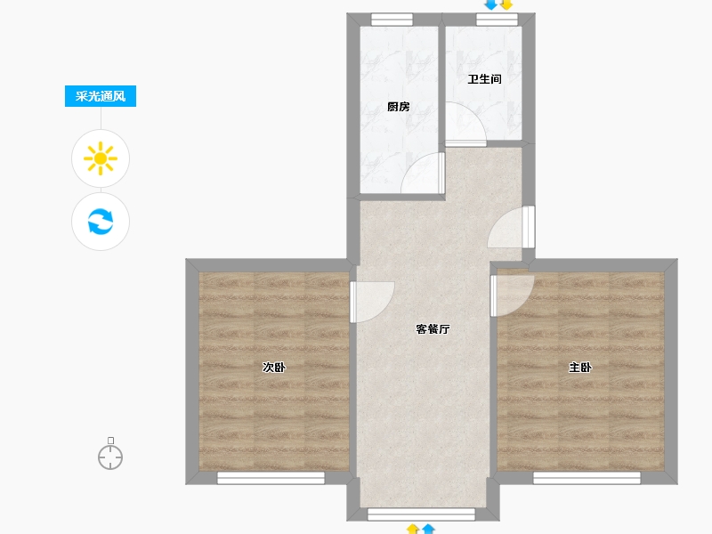 上海-上海市-恒大华城新华苑-56.00-户型库-采光通风