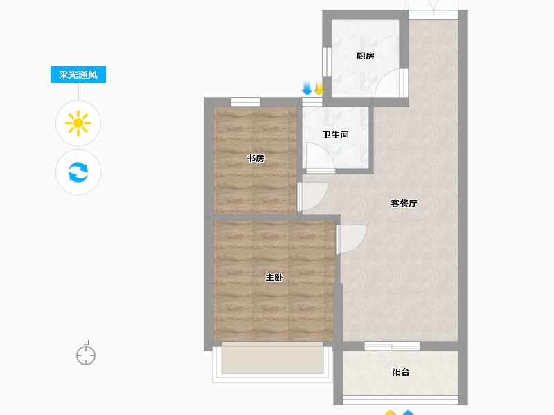 浙江省-嘉兴市-钱塘玉园-51.00-户型库-采光通风