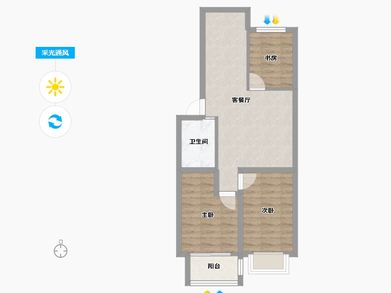 山东省-威海市-隆苑丽舍-55.35-户型库-采光通风