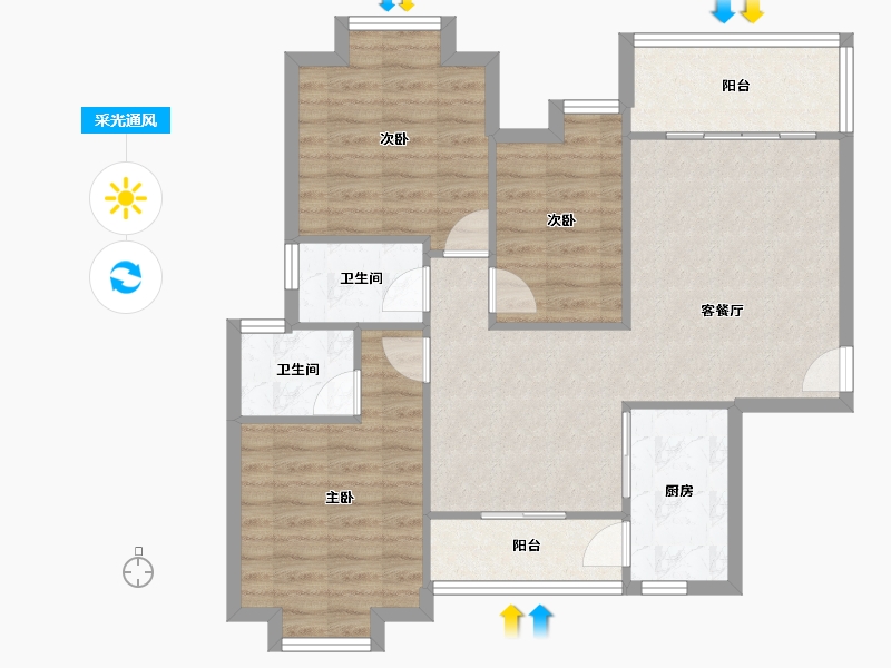 广东省-广州市-云水雅苑-83.45-户型库-采光通风