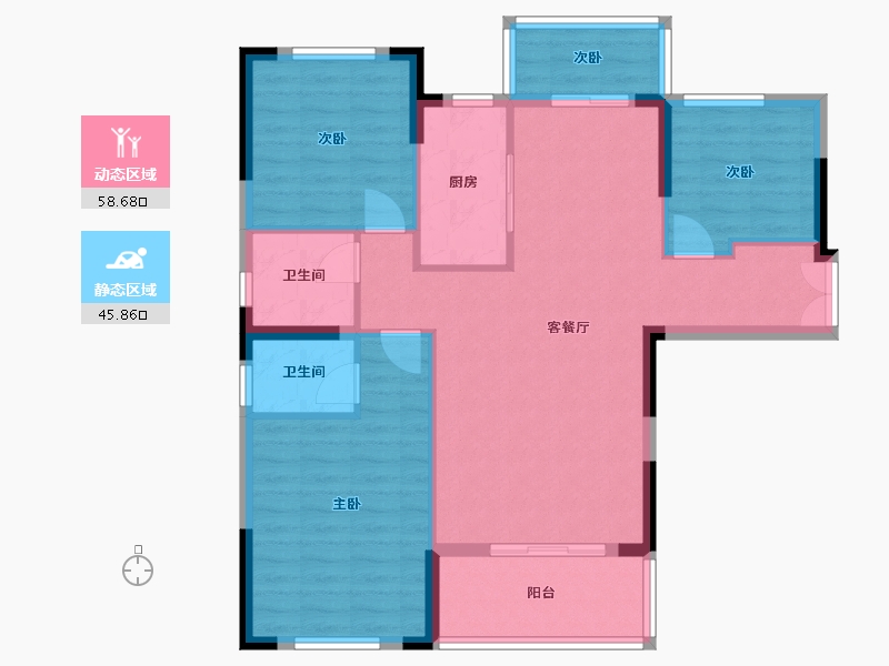 湖北省-仙桃市-锦绣江山-101.42-户型库-动静分区