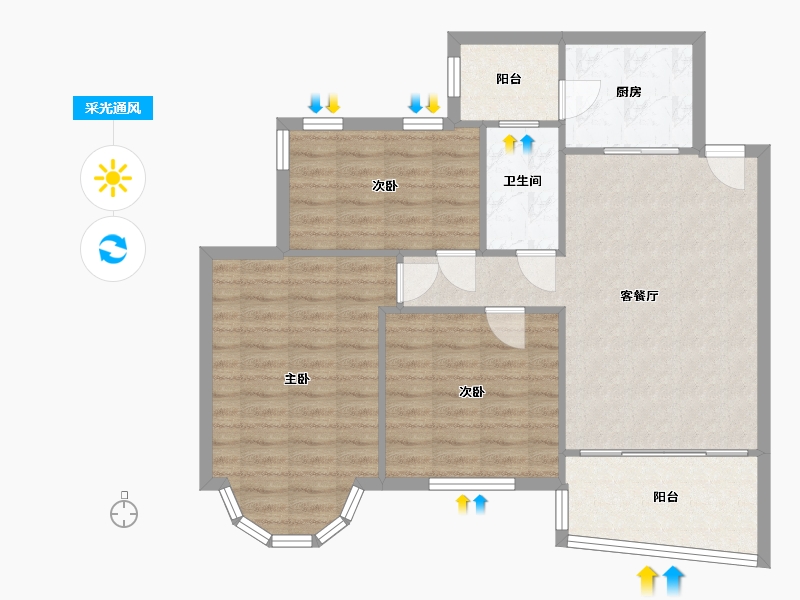 广东省-广州市-祈福新村山泉居-84.25-户型库-采光通风