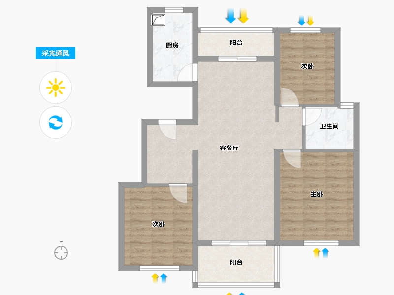 江西省-南昌市-保利瑶湖郡-76.80-户型库-采光通风