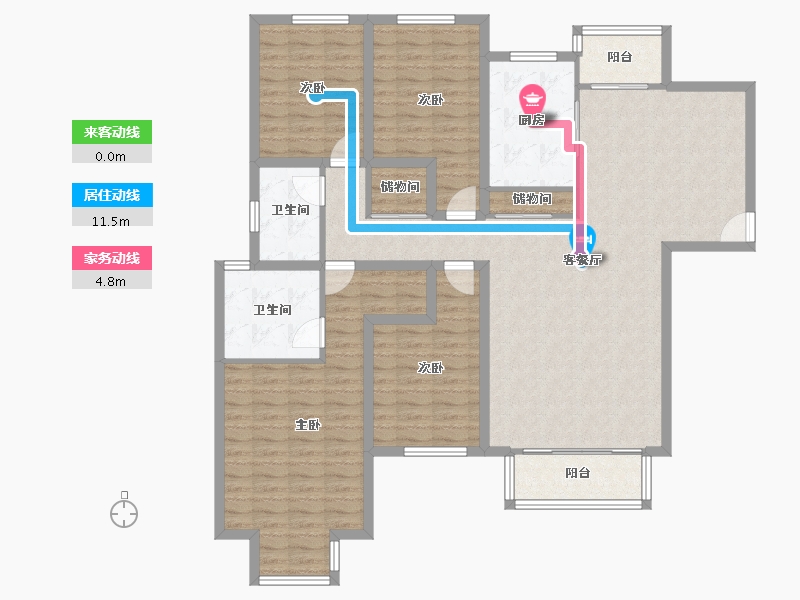 河南省-郑州市-阳光花苑-137.59-户型库-动静线