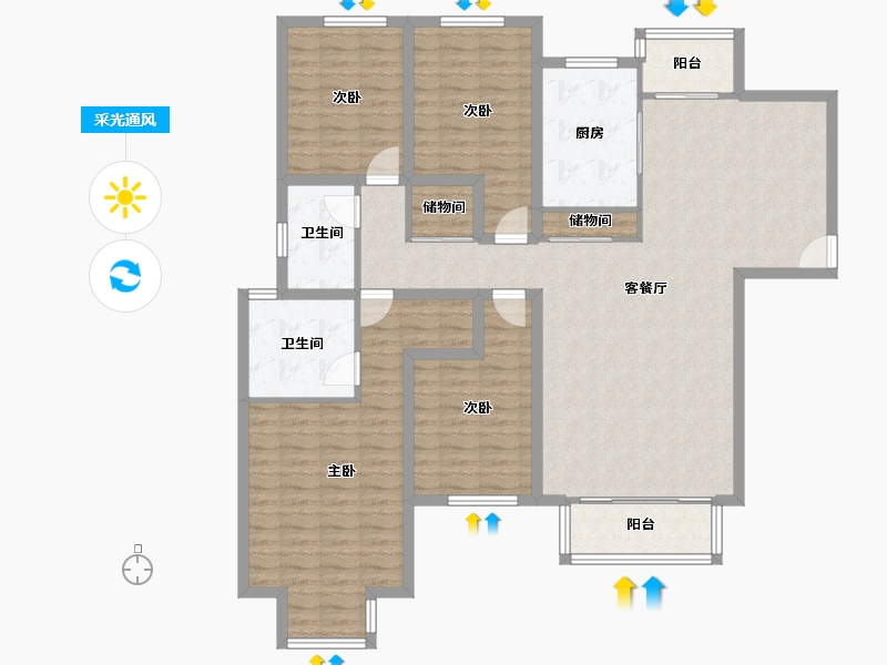 河南省-郑州市-阳光花苑-137.59-户型库-采光通风