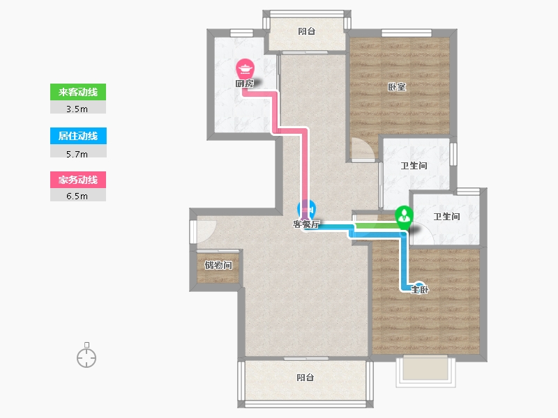 上海-上海市-浦东新区金顺佳苑-86.22-户型库-动静线