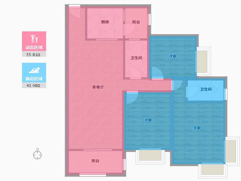 广东省-佛山市-中海金沙湾-88.27-户型库-动静分区