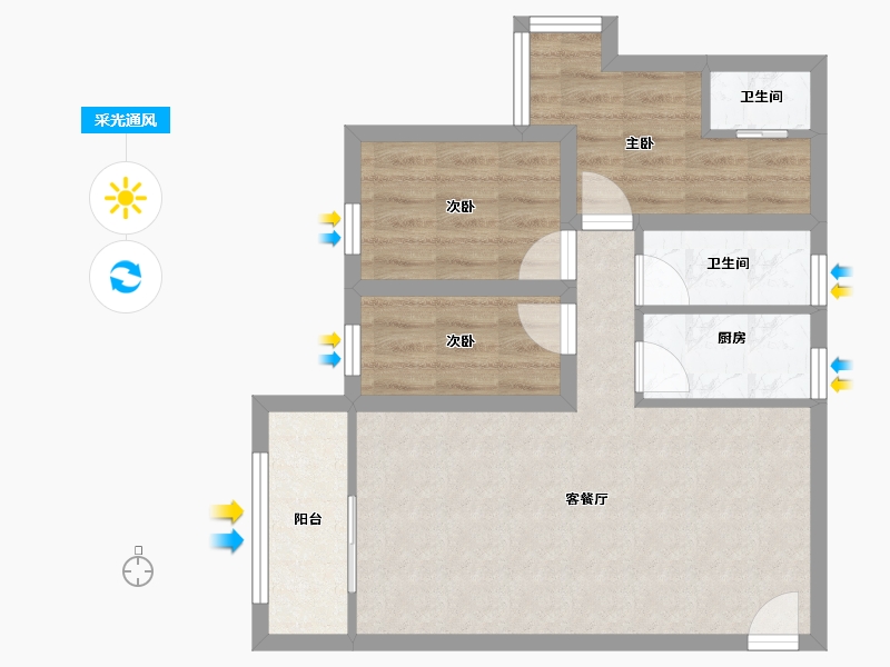 广东省-深圳市-荔枝花园-60.99-户型库-采光通风