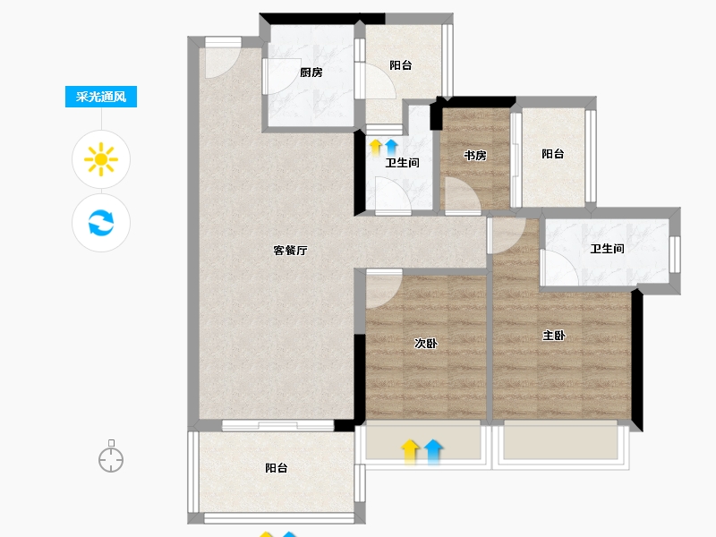 广东省-中山市-御景香江-73.19-户型库-采光通风