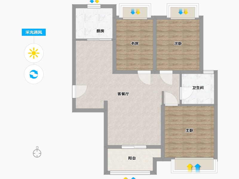 江苏省-常州市-吾悦广场-80.35-户型库-采光通风