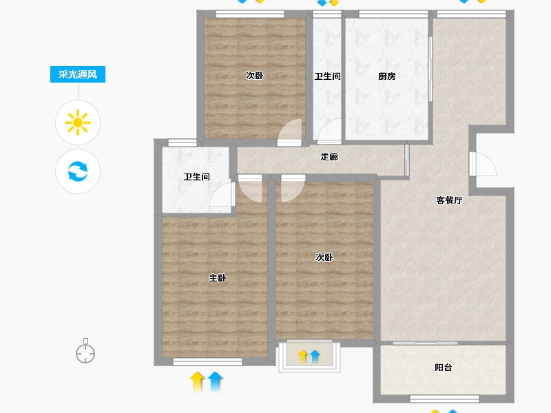 上海-上海市-新泾家苑-110.60-户型库-采光通风