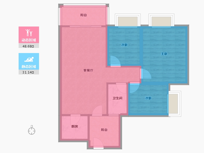 广东省-广州市-保利西海岸汇海花园-71.09-户型库-动静分区