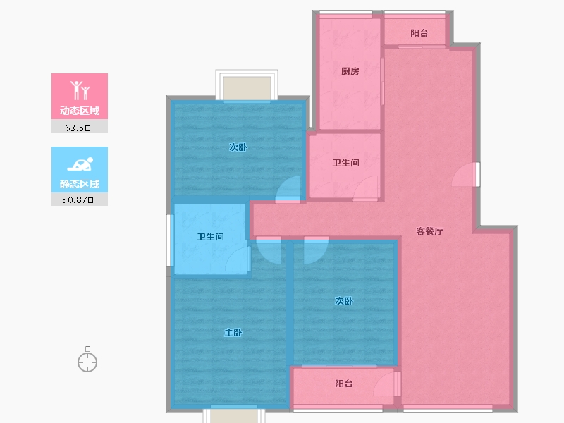 上海-上海市-东方知音苑-102.80-户型库-动静分区