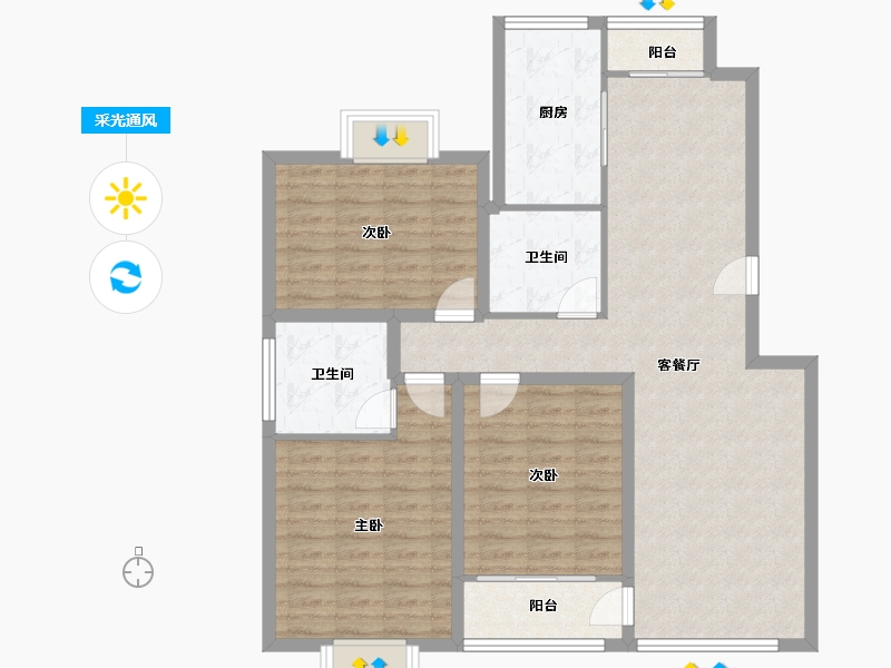 上海-上海市-东方知音苑-102.80-户型库-采光通风