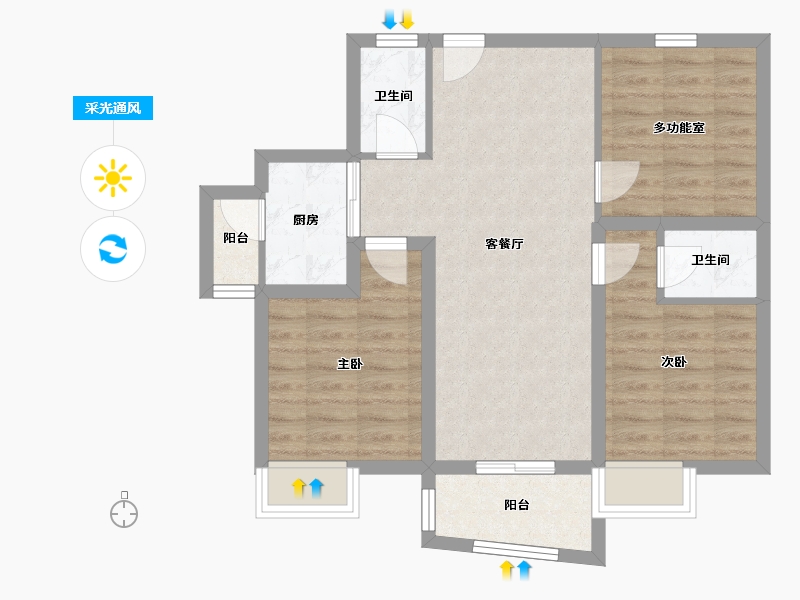 广东省-深圳市-鹏华香域花园-71.04-户型库-采光通风