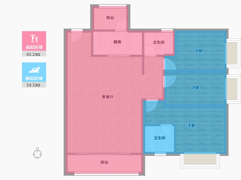 广东省-广州市-鸣翠花园-92.20-户型库-动静分区