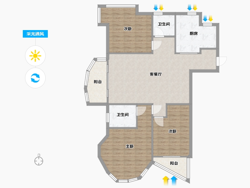 江苏省-苏州市-东湖春之韵-99.73-户型库-采光通风