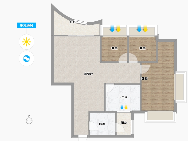 广东省-深圳市-碧海天家园-78.72-户型库-采光通风