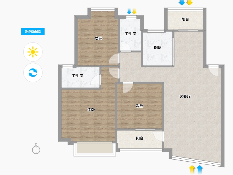 湖北省-武汉市-东方恒星园-98.00-户型库-采光通风