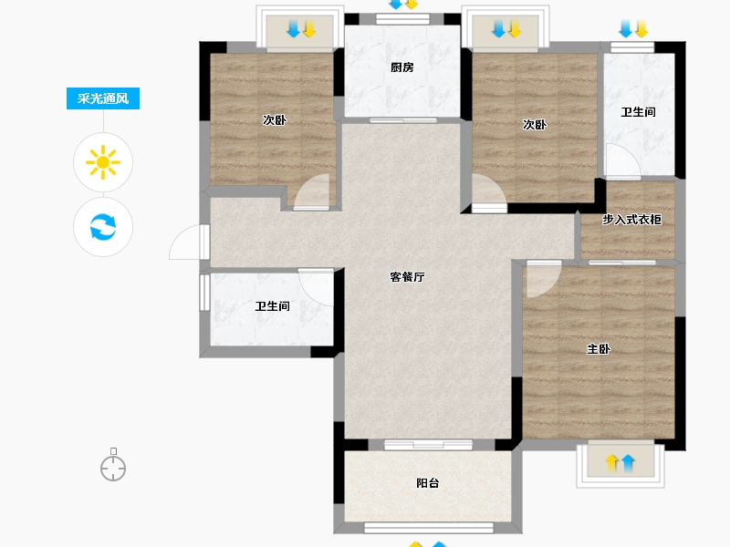 湖北省-武汉市-天汇龙城-88.00-户型库-采光通风