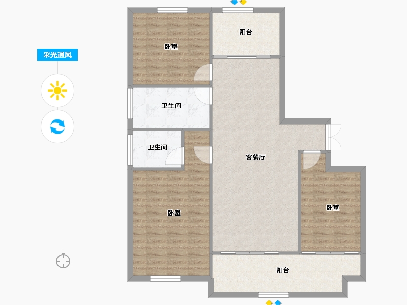 山东省-临沂市-房源印象雅园-104.77-户型库-采光通风