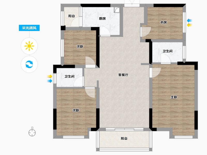 贵州省-黔西南布依族苗族自治州-飞洋华府-101.34-户型库-采光通风