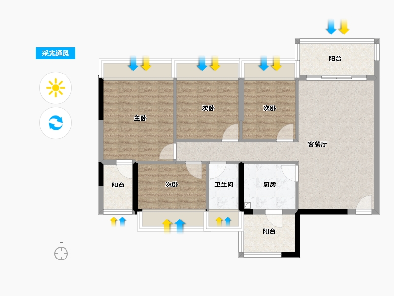 广东省-中山市-御景香江-89.57-户型库-采光通风