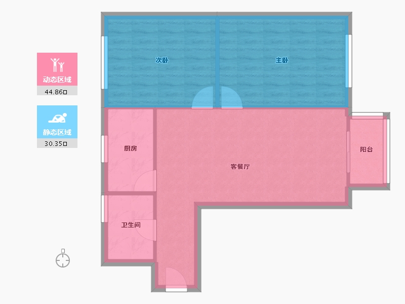 河北省-唐山市-龙华里益民园-68.57-户型库-动静分区