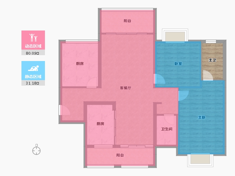 广东省-阳江市-恒隆御景山庄-105.01-户型库-动静分区