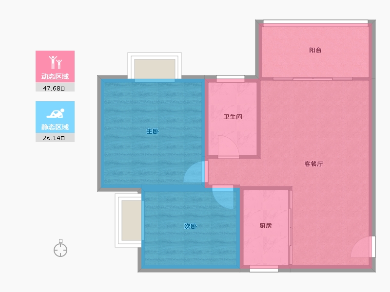 广东省-珠海市-名仕园-66.68-户型库-动静分区